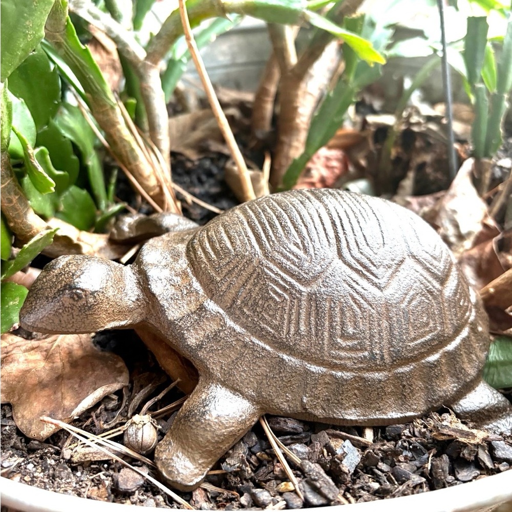 Cast Iron Brown Turtle Garden Ornament - Reptile Décor